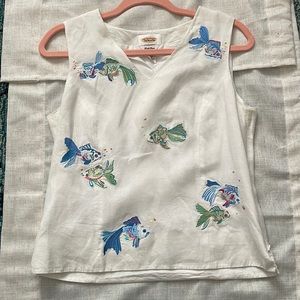 Talbots fish embroidered top